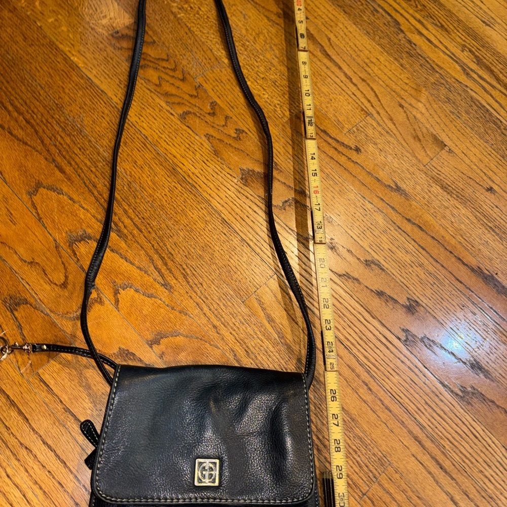Gianni Bernini Leather Crossbody Black Purse Crossbody Bag Silver Hardware Small - Picture 8 of 10